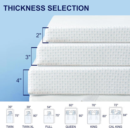 subrtex 3 Inch Mattress Topper Cover (Only Cover), Bamboo Removable Mattress Encasement with Zippers, Twin XL