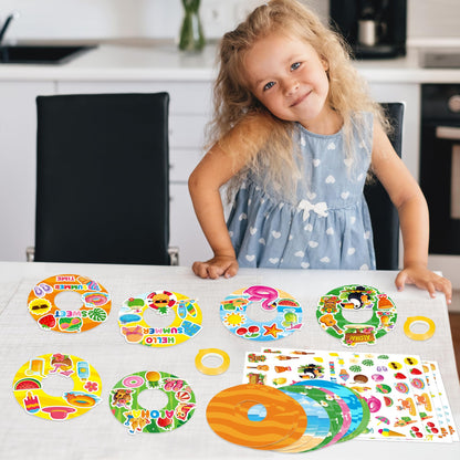 80UncleKimby 54Packs Summer Crafts Bulk – DIY Wreath and Sticker Ornament Making Kit for Hawaiian Beach Party Decorations