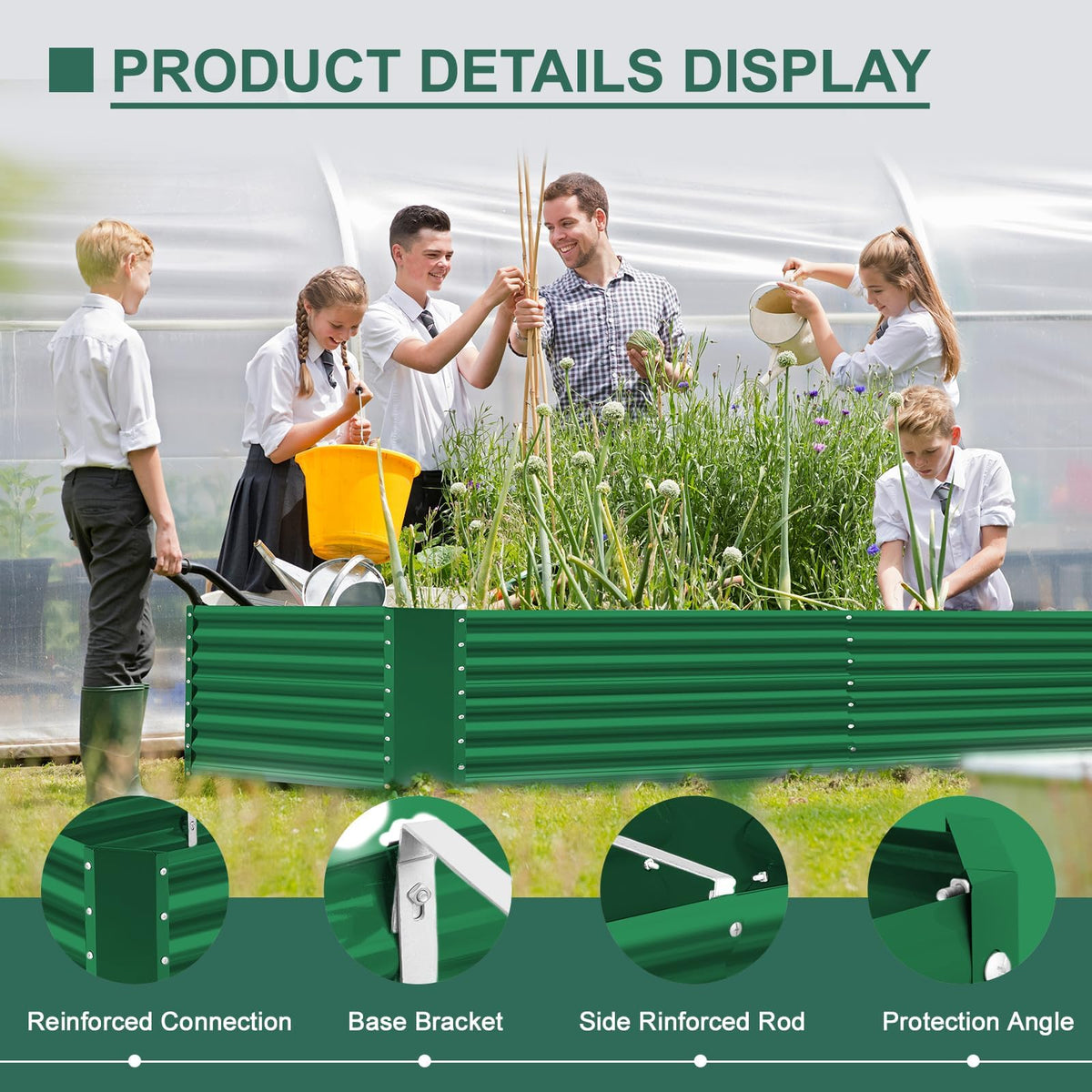 Land Guard 8x4x3ft Rectangular Galvanized Raised Garden Beds, Large-Capacity Metal Planter Box Outdoor, Durable Deep Raised Garden Bed 3ft Tall, Raised Beds for Gardening Vegetables, Forest Green
