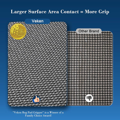 Veken Rug Pad Gripper - Non-Slip Thick Dark Grey Mat for Hardwood & Tile Floors | 7x10 Ft Anti-Skid Solution