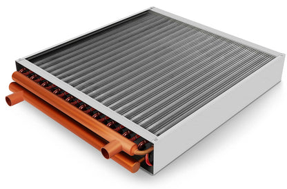 20x20 Heat Exchanger Water To Air, Forced Air Heating with 1" Copper Ports Hot Water Coil for Outdoor Wood Furnaces, Residential Heating