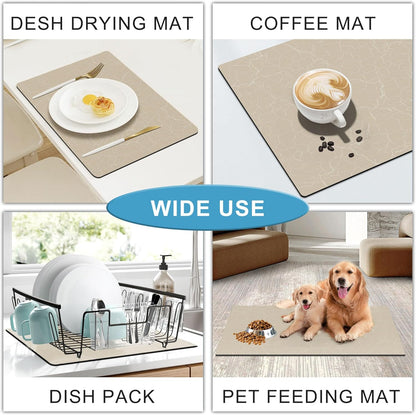 Coffee Maker Mat for Countertops - 19"x12" Rubber Backed Table Mat Under Appliance, Kitchen Counter Coffee Dish Drying