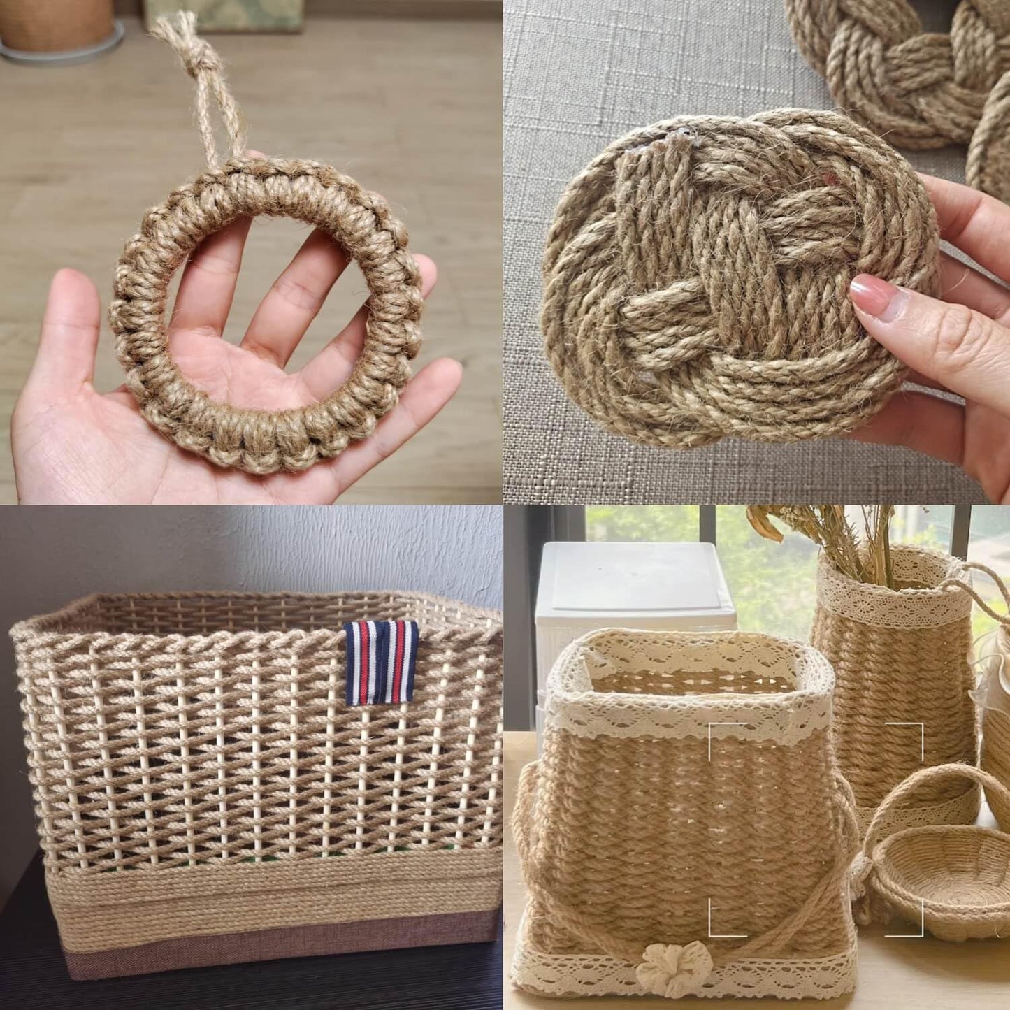 ILIKEEC 6mm Jute Twine, 164 Feet Braided Jute Rope, Heavy Duty and Thick Twine Rope for DIY Artwork, Bundling, Home Decor, Gardening Applications (6MM 164FT)