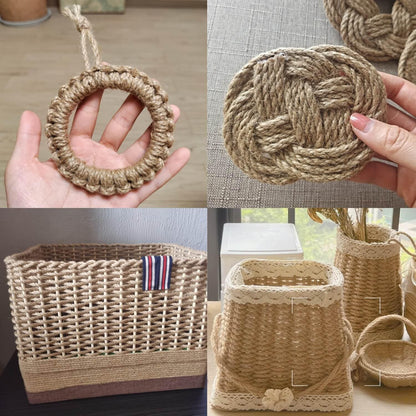 ILIKEEC 5mm Jute Twine, 328 Feet Braided Jute Rope, Heavy Duty and Thick Twine Rope for DIY Artwork, Bundling, Home Decor, Gardening Applications