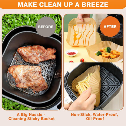 Vailnd Air Fryer Liners Disposable, 100Pcs 9 Inch Oil Proof Parchment Sheets for Air Fryer