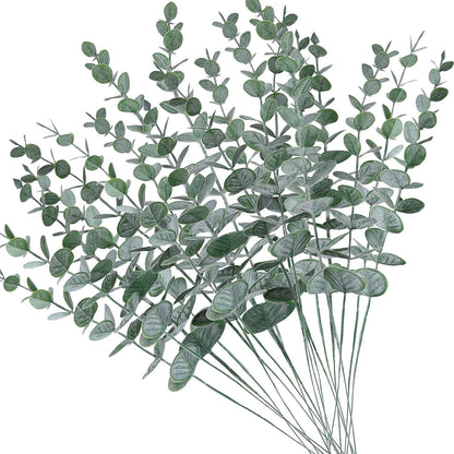 20pcs Faux Eucalyptus Stems Flowers, Short Artificial Greenery Decoration for Floral Arrangement, Wedding Home