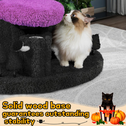 KAMABOKO 90.5" Tall Cat Tree for Indoor Cats, Large Cat Tower with Luxury Cat Condo, Cat Tree Tower with Soft Cushion, Scratching Board, Plush Platform＆ Top Perch, Purple