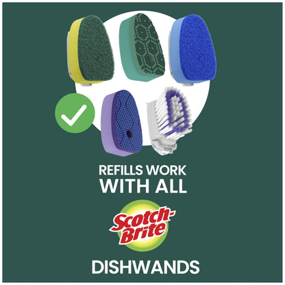 Scotch-Brite Heavy Duty Dishwand Kit, Includes 1 Wand & 7 Refill Pads, Keep Hands Out of the Mess