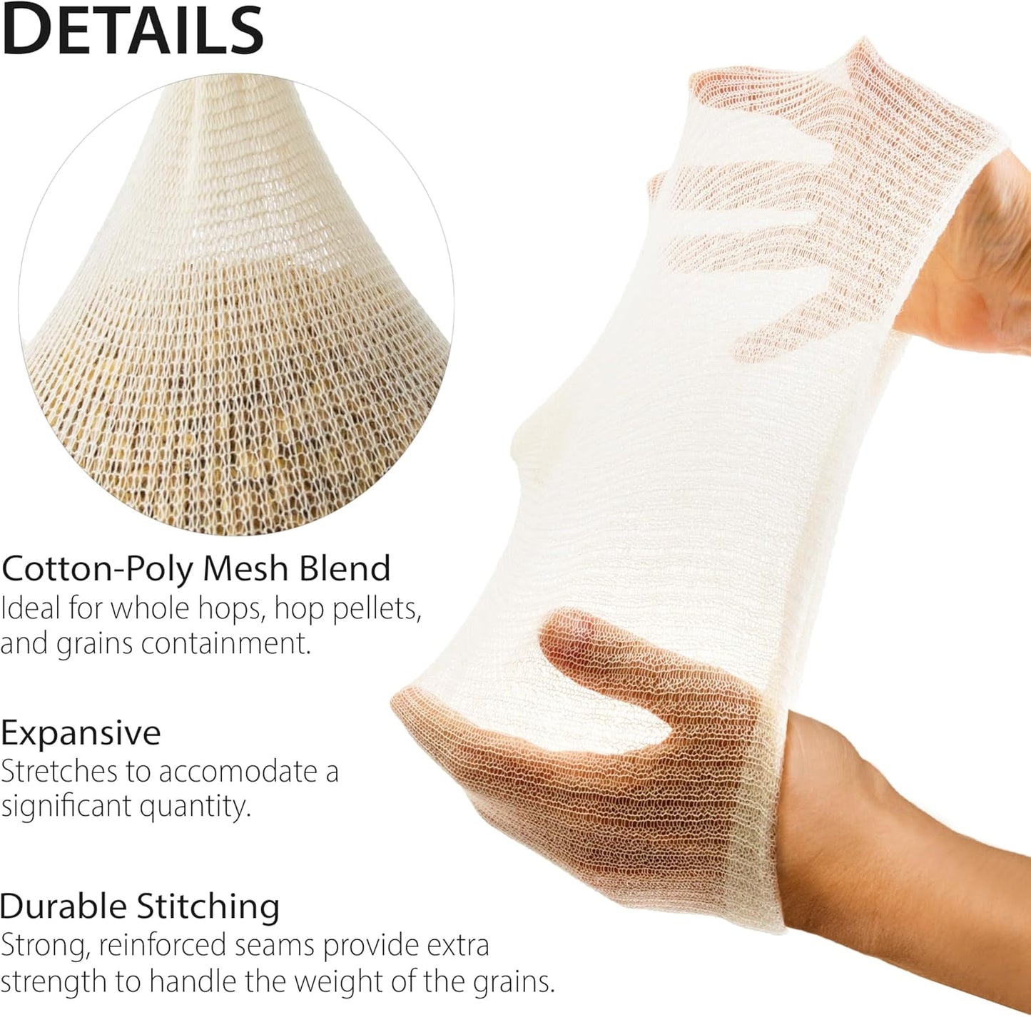 14" (50 Pack) Hops, Grain & Spice Beer Brewing Bags Cotton Mesh Steeping Bags for Beer Wine, Cider, Tea, Soups & Nut