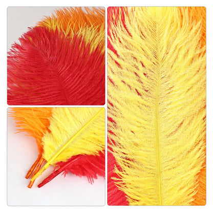 THARAHT Red Orange Yellow Ostrich Feathers 24pcs Natural Bulk 10-12Inch 25cm-30cm for Crafts Wedding Party Centerpieces Halloween and Home Decoration Feathers