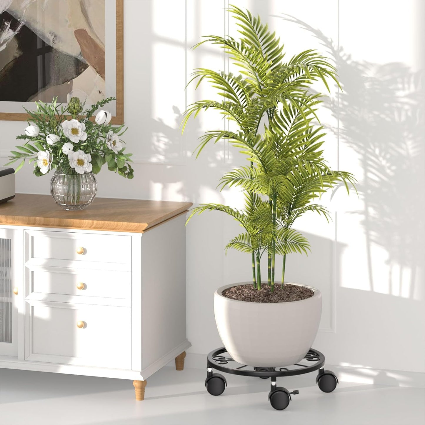 Chinpakden 10.24" 360 2 Pack. Plant Caddy with Wheels - Plant Stand with Wheels, Lockable Plant Rollers Plant Dolly