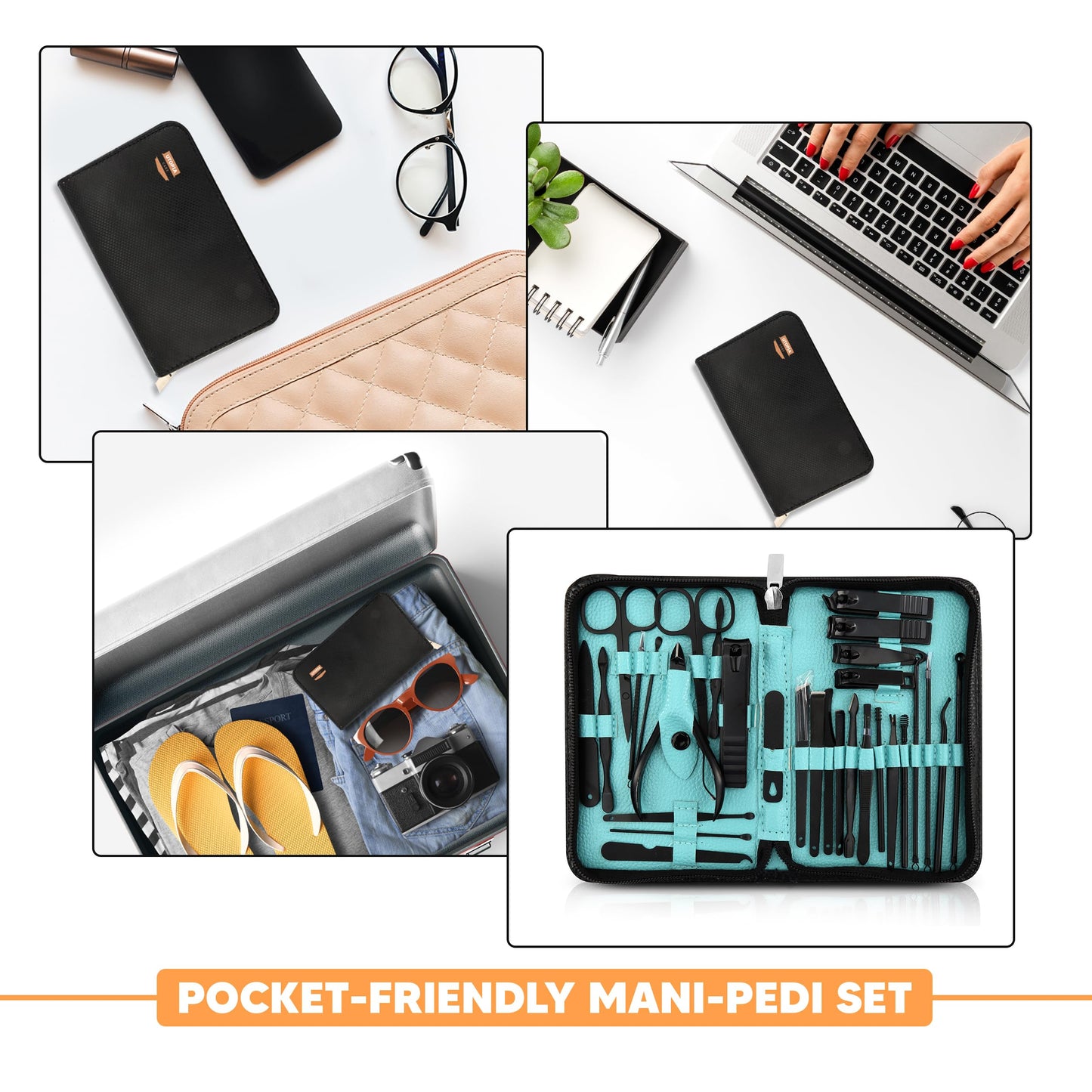 Utopia Care Nail Clippers Professional Nail Kit or Manicure Kit for Women and Men, Stocking Stuffers or Groomsmen Gifts 16Pcs Pedicure Set for Fingernail, Toenail Clippers with Travel Case
