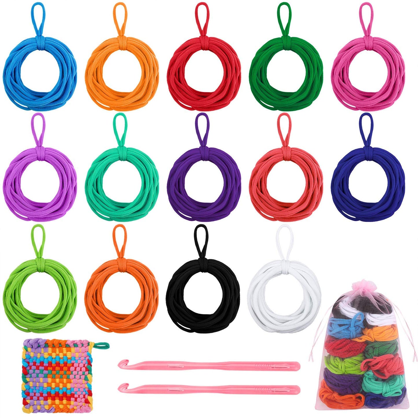 Aodaer 288 Piece Loom Potholder Loops Weaving Loom Elastic Potholder Loops Refill with Multiple Colors for DIY Crafts Supplies, Compatible with 7 Inch Weaving Loom
