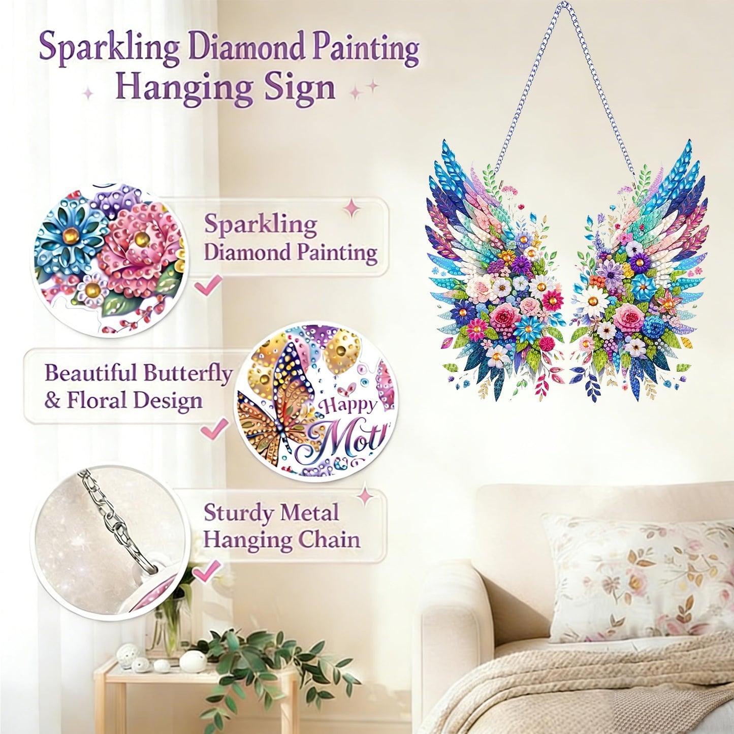Xylzzuit Diamond Art Kit for Adults DIY Painting Hanging Pendant Special Shaped Rhinestone Gem by Numbers Craft Wall Window Ornament Home Decor Double Sided (Cat)