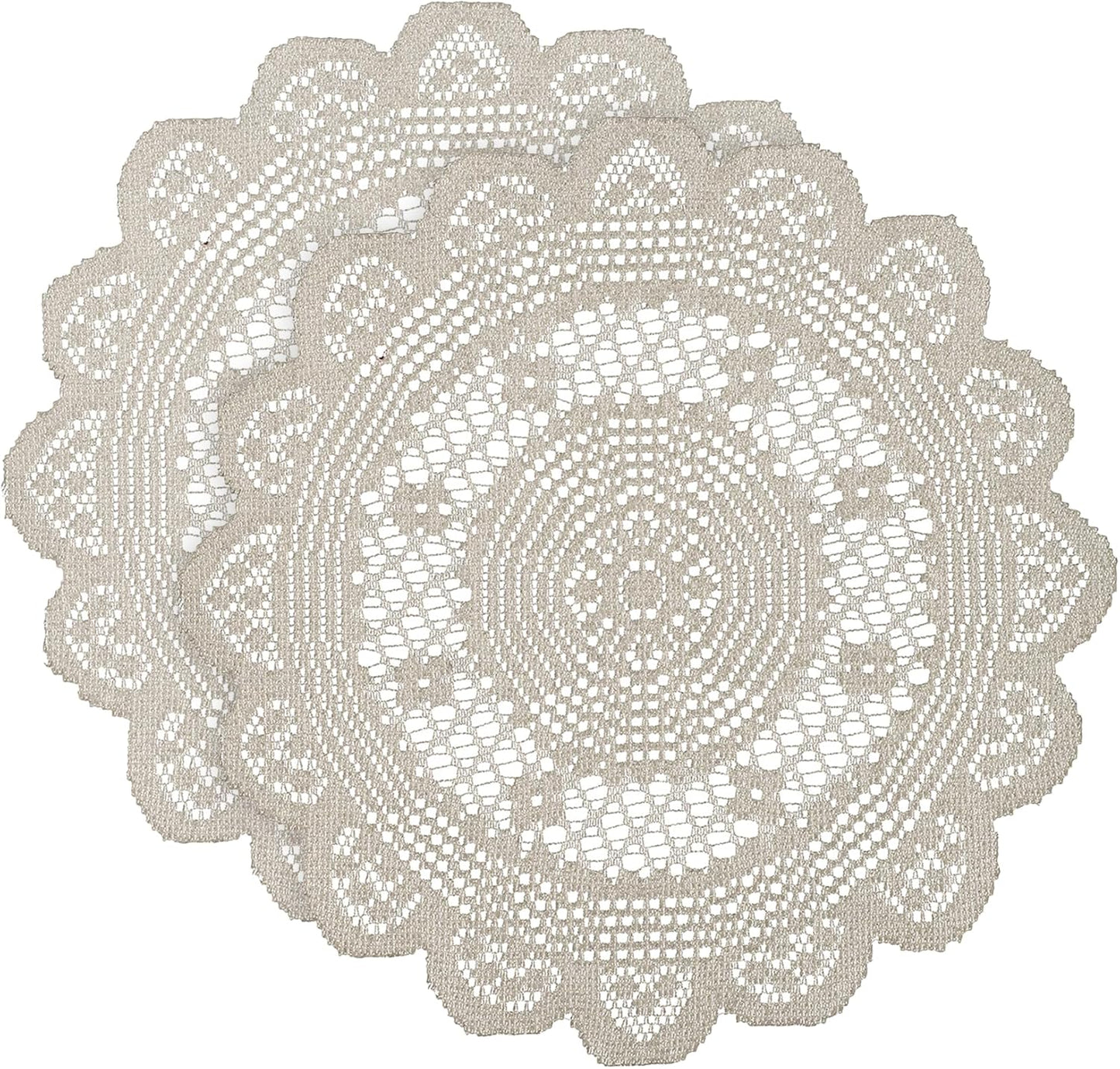 2 15" Jayla Pcs Round Lace Placemats for Tables Embroidered Vintage Crochet Floral Lace Table Runner Vintage Wedding