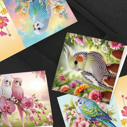 JISHSHAY 8 PCS Diamond Art Greeting Cards Bird Diamond Painting Birthday Cards Animal Gem Art Bird Gem Painting Mosaic Kits for Adults for Thanksgiving Anniversary Valentine Graduation All-Occasion