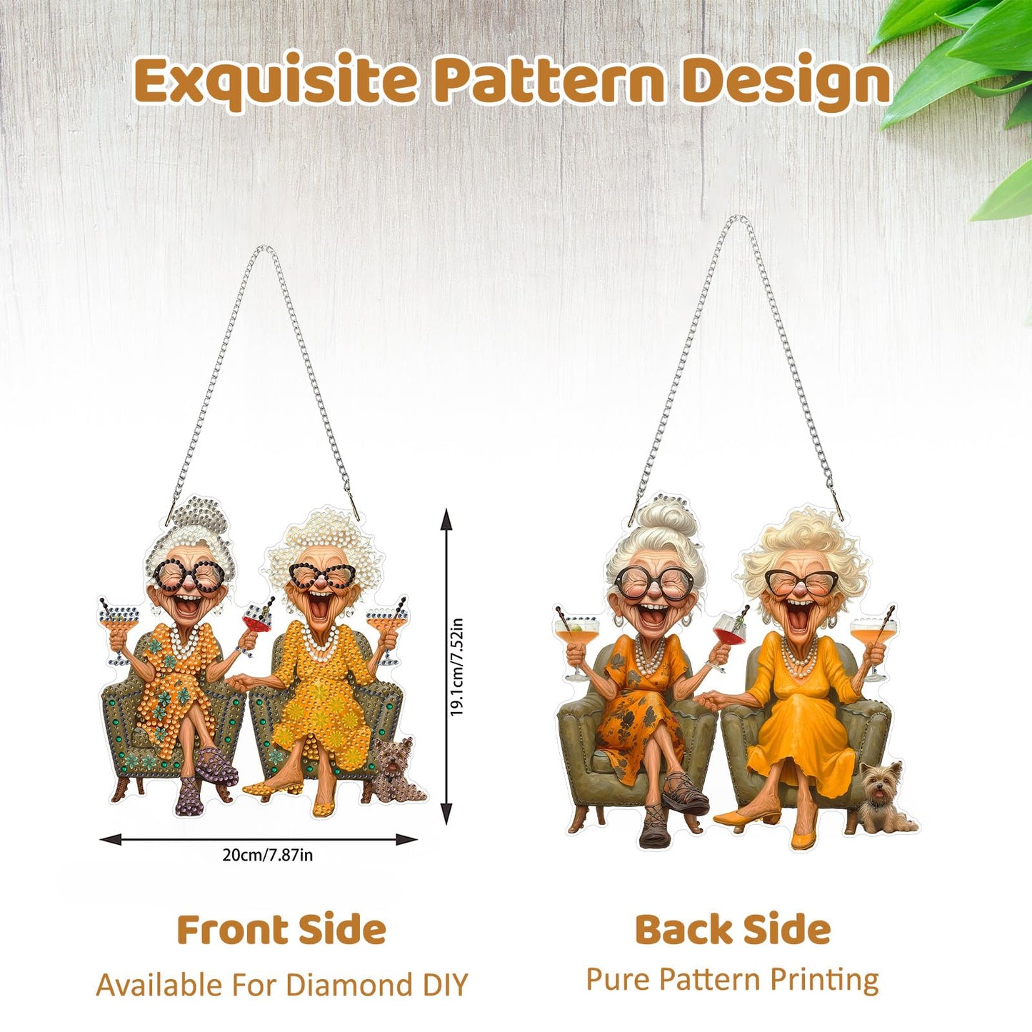 MEIYUDA Grandma Diamond Art Hanging Kits for Adults, Happy Grandma Diamond Painting Suncatchers Kit Ornaments, DIY Special Shaped Rhinestone Window Pendants Kit for Home Garden Wall Decor Gift