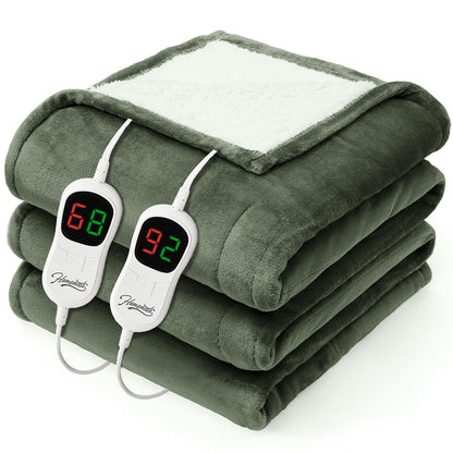 Homemate Electric Heated Blanket Twin - 62"x84" Heating Bed Blankets Throw with 10 Heating Levels 8 Hours Auto Off Fast Heating Over-Heated Protection Ultra Soft Warm Flannel ETL Certified Grey