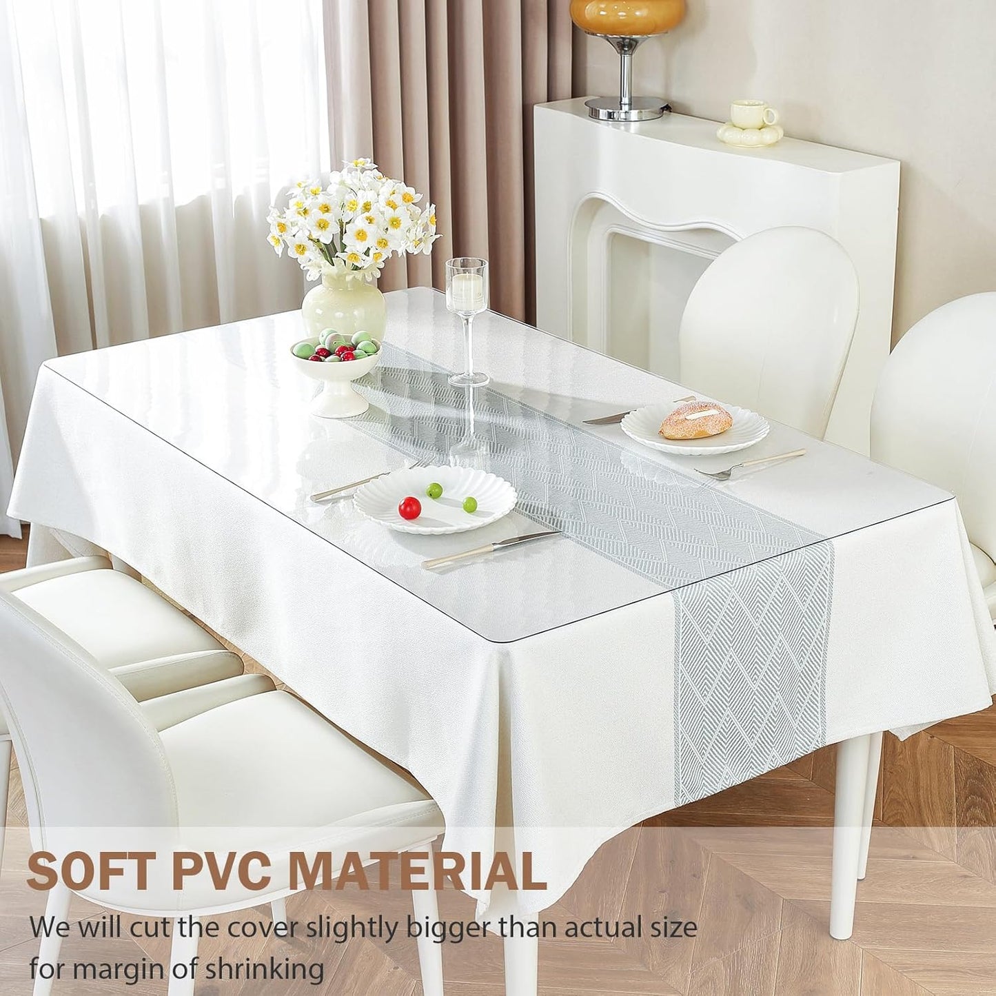 16 60 Inch, 1.5mm LovePads Clear Desk Mat x Thick Clear Table Protector, Waterproof Plastic Table Cover Protector, PVC