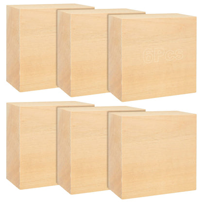 ACXFOND 6PCS 4x4x2 inch Basswood Carving Blocks, Unfinished Wood Blocks for Crafts, Unfinished MDF Wood Squares Wooden Blocks for Arts and Crafts