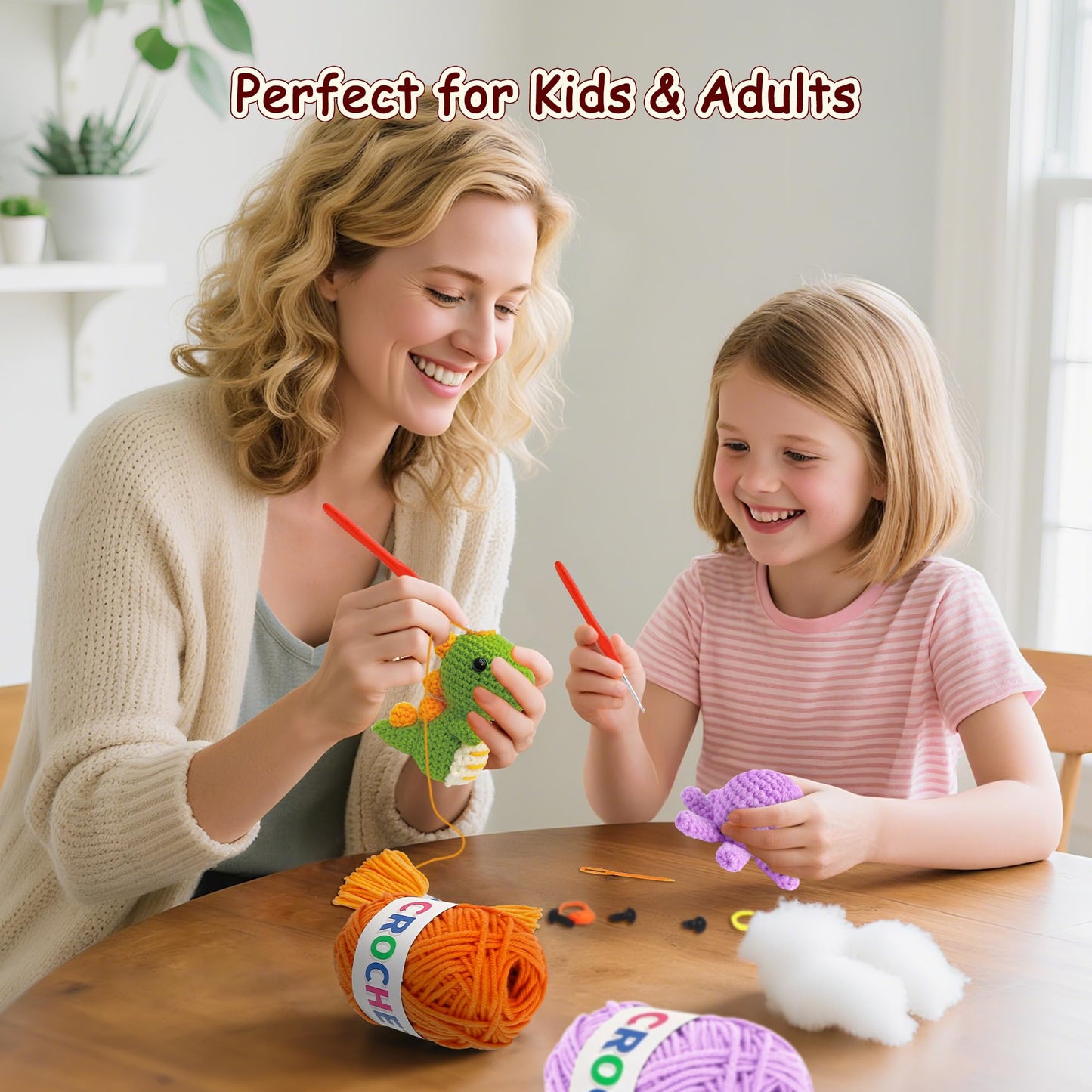 Allaugh Crochet Kit for Beginners Kids: 6pcs Cute Animal Crochet Set Knitting Gift for 8-12 Year Old - Easy to Learn with Step-by-Step Video Tutorials Hook Yarn for Crocheting - DIY Birthday Presents