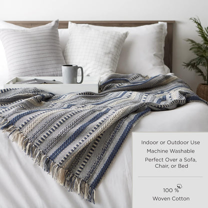 DII Buffalo Check Collection Rustic Farmhouse Throw Blanket, 50x60, Black/White