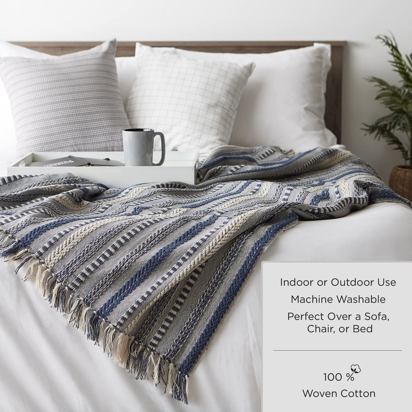 DII Diamond Stitch Woven Throw, Organic Modern, 50 x 60, Rose