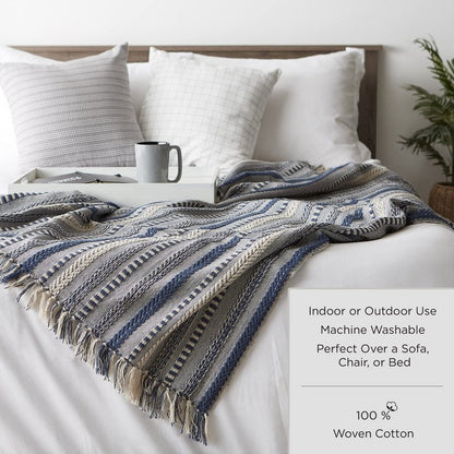 DII Striped Throw Collection Herringbone, 50x60, Stone