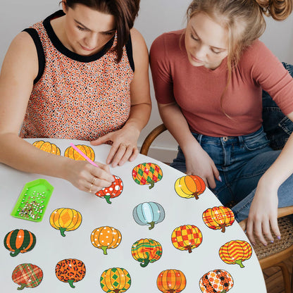 36PCS Halloween Crafts for Adults DIY Diamond Art: DIY Refrigerator Magnets Stickers Kit, Magnetic Fridge Decor (Pumpkin)