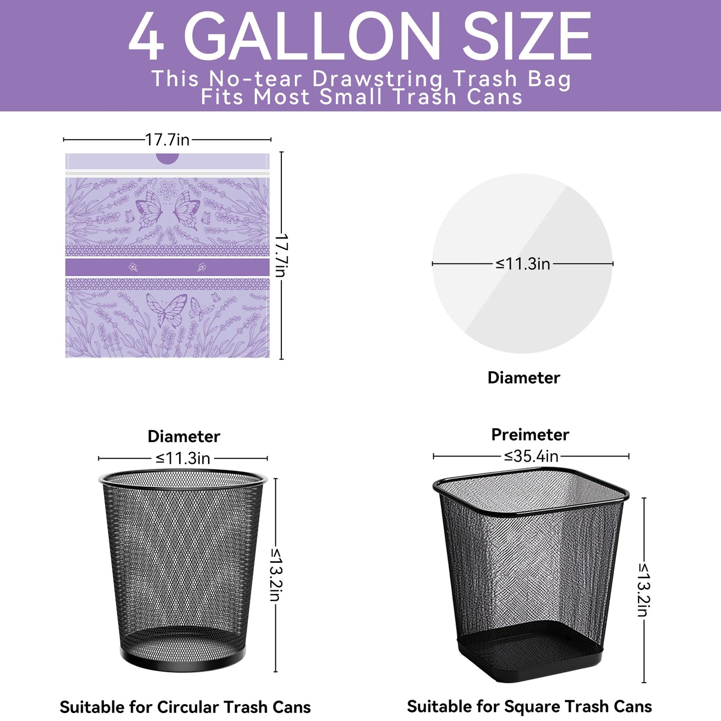 Freshlix 4 Gallon Small Trash Bags No-Tearing Drawstring Strong Garbage Bags Lightly Scented Bathroom Trash Bag 217 Count for Home, Office, Kitchen,Outdoor Camping