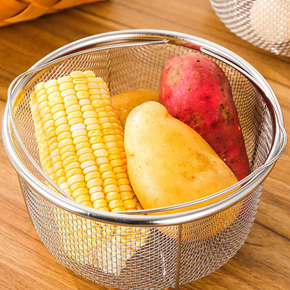 Steamer Basket for Instant Pot Stainless Steel Accessories, Pressure Cooker Mesh Insert with Handle and Vegetable Steamer Basket, Egg Basket, Pasta Strainer (Large)