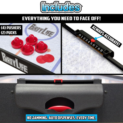 PartyLife 54" Air Hockey Table w/Folding Steel Legs - Powerful Motor, Smooth Surface, Very Sturdy - Perfect for Kids and Adults, Game Rooms & Home Arcade!