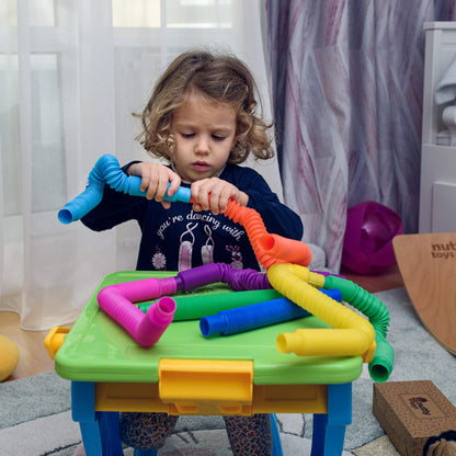 Nutty Toys Pop Tubes - Sensory Toys - Endless Creativity & Fun for Kids and Toddlers |8 Pack Large| - Connect & Pop! Top ADHD Autism Fidget 2025, Best Boy & Girl Easter Basket Stuffers Gift Idea