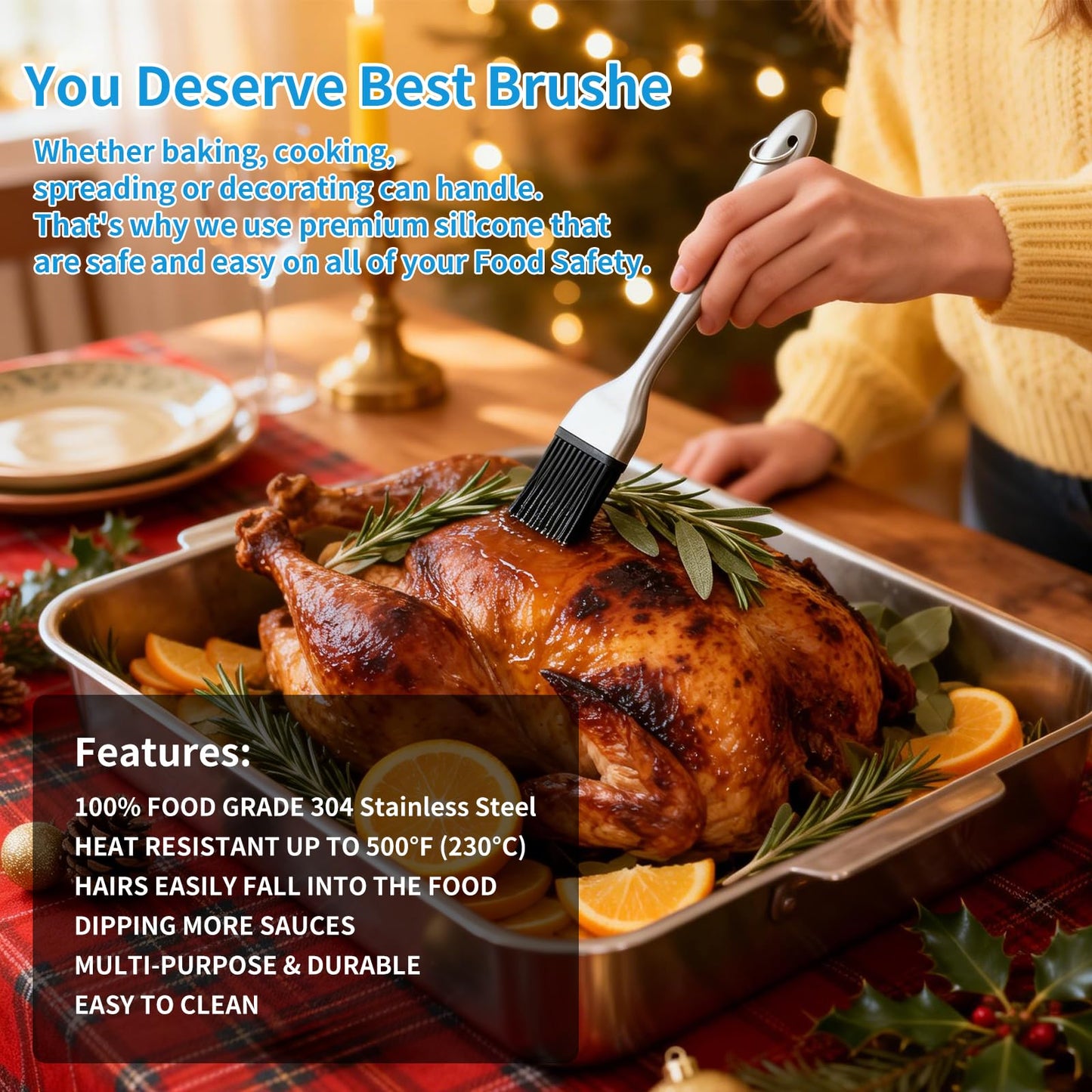 T-Raputa Turkey Baster Set – Includes Baster for Cooking, Barbecue Basting Brush,2 Meat Shredder Claws 2 Flavor Injector with Cleaning Brush– for Home Baking Kitchen Tool,Ideal Holiday Gift Great