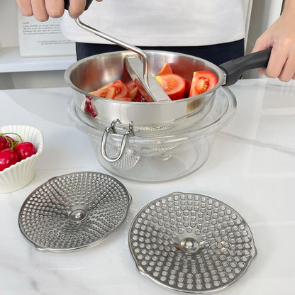 Stainless Steel Ergonomic Food Mill with 3 Grinding Discs, Compralo Rotary Food Mill for Tomato Apple Sauce, Puree, Mashed Potatoes, Jams, Dishwasher Safe