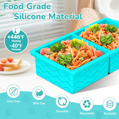 Silicone Freezer Trays with Lid (4-Pack), 1-Cup, 2-Cup, 1/2-Cup & 2-Tbsp Silicone Freezer Molds, Stackable Soup Freezer Meal Prep Containers,Ice Cube Tray for Making Sauce,Smoothies,Yogurt Bites