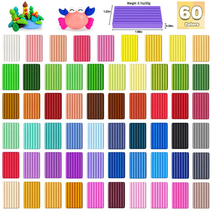 Ixiaoyoo 60 Colors Polymer Clay, DIY Modeling Clay Starter kit for Kids, Oven Baked Model Clay Art & Crafts Toys with Sculpting Tools, Non-Sticky, Birthday & Christmas Gift for Kids & Adults Artists