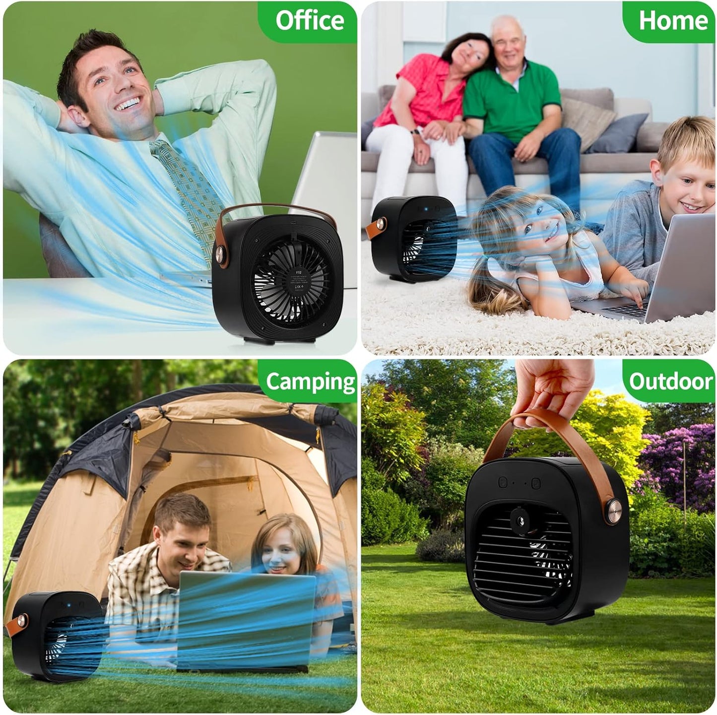 Portable Air Conditioners, 5200mAh Mini Air Cooler with 3 Speeds, Small Desk Air Conditioner for Bedroom, Office
