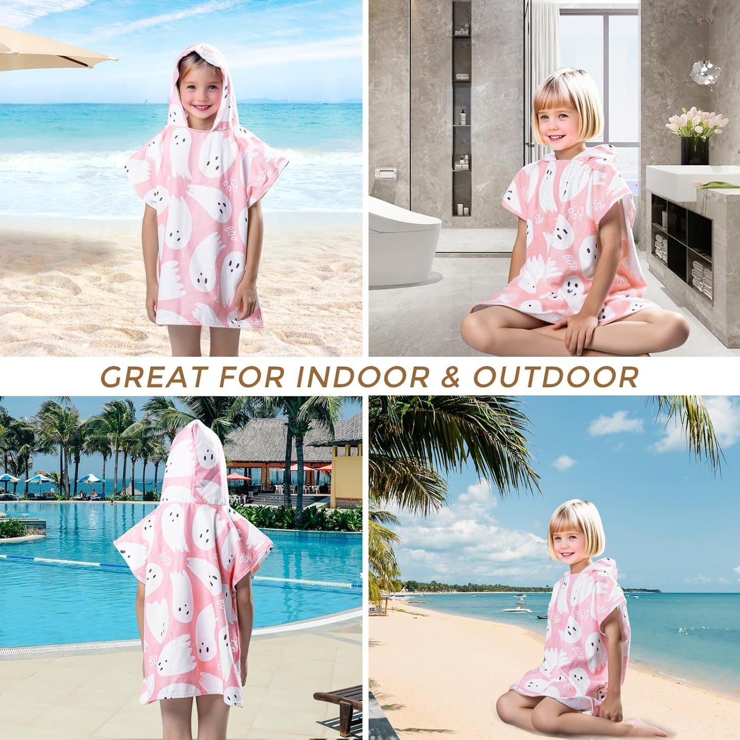 2-10 Gealaek Hooded Towel for Toddlers Years Boys Girls Kids Bath Pool Beach Towel Wrap Large Soft Absorbent Beach