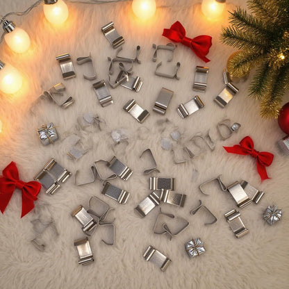 Y.A. LOTUS 50 Pcs Gutter Clips for Hanging Outdoor Lights, Premium Steel Gutter Hooks for Xmas Halloween Seasonal Rope