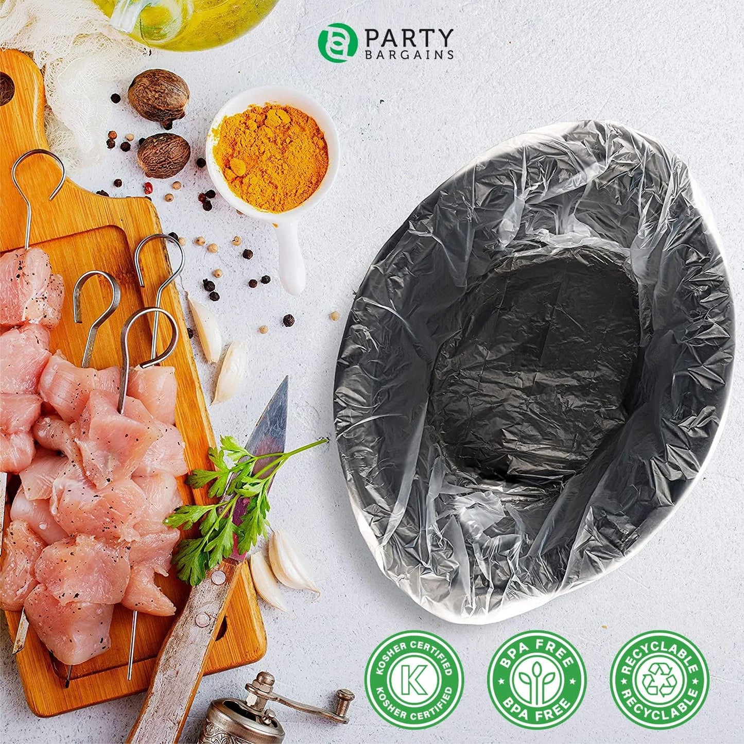 Party Bargains Slow Cooker Liners, 4" Wide Gusset, Multi Use Cooking Bags, Sous Vide (XL 1 PACK)