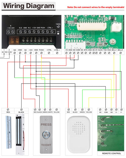 Door Access Control Kit, RFID Keypad, 600LB Magnetic Lock Set, Exit Button, Doorbell, Power Supply Controller, 10 RFID Key Fobs (XC50-280kg-Kit)
