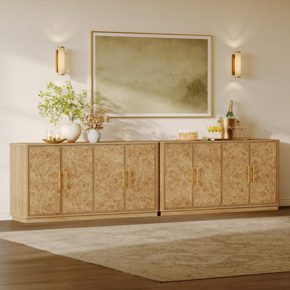 SICOTAS Buffet Cabinet with Storage - Burluxe 59" Sideboard Cabinet with 4 Doors Luxury Burl Storage Cabinet Accent Credenza Large Media Console Table for Living Room Dining Room Entryway Kitchen