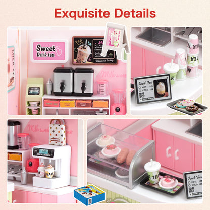 Hallisun LED Building Blocks for Adults, 1:24 DIY Miniature Dollhouse Kits with Roof & Dustproof Cover, Tiny House Toy Building Sets for Kids Ages 8-12-15, Birthday Hobbies Gift for Men Women Boy Girl