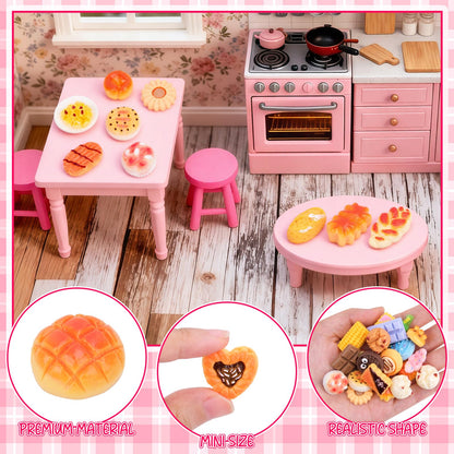 SelfTek 100 Pcs Mystery Food Blind Bags - Mystery Bag Mini Resin Food Figures Bulk, Miniature Food Party Favor for Mini Garden, Resin Craft Accessories Decorations, Cake Décor, GIF-ts