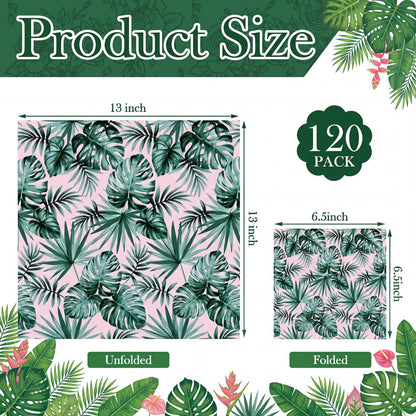 Glenmal 120 Pack Tropical Style Decoupage Paper Napkins, 12 Assorted Summer Decorative Cocktail Napkins for DIY Crafting Holiday Birthday Party Wedding Baby Shower, Each Unfolded 13 Inch
