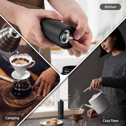 SUNYA Manual Coffee Grinder with Stainless Steel Conical Burr. Aluminum Shell Hand Coffee Bean Mill with Adjustable Settings. Coffee Recipes Booklet Included (MCG-02 Black)