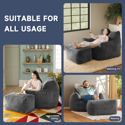 Oversized Bean Bag Chair for Living Room Furniture Bean Bag Chairs for Adults- Small Couch & Lounge Accent Chair for Living Room Chairs or Bedroom
