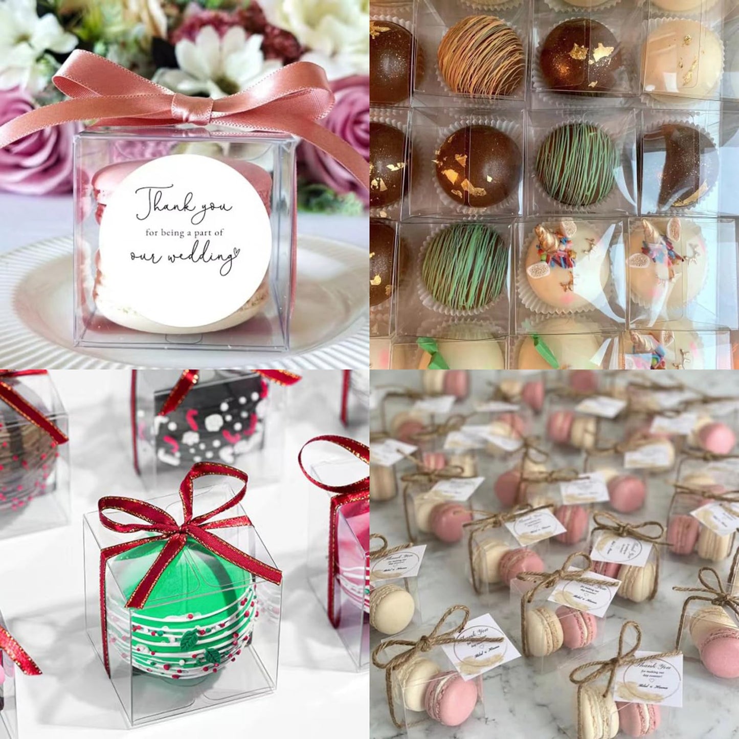 TEMLQPACK 50 Pack 3x3x3 Inch Clear Hot Chocolate Bomb Boxes - Christmas & Birthday Gift Boxes