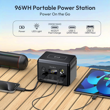 Portable Power Station 300W with Solar Panel 60W Foldable, 110V AC Outlet Camping Solar Power Bank Generator with Panels, 100W USB C Power Bank Fast Charging for Laptop Smart Devices RV Van Outdoor